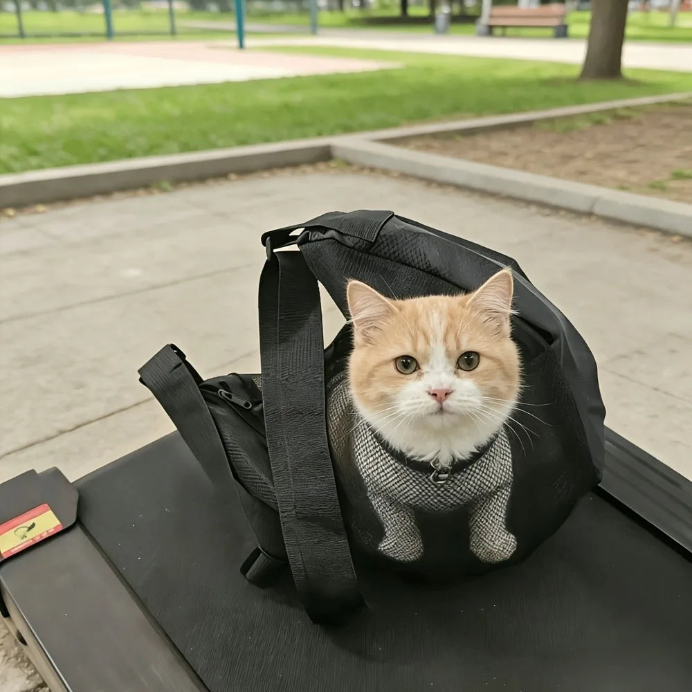 1pc Unisex Breathable Mesh Pet Carrier Sling Bag Crossbody Wearable .