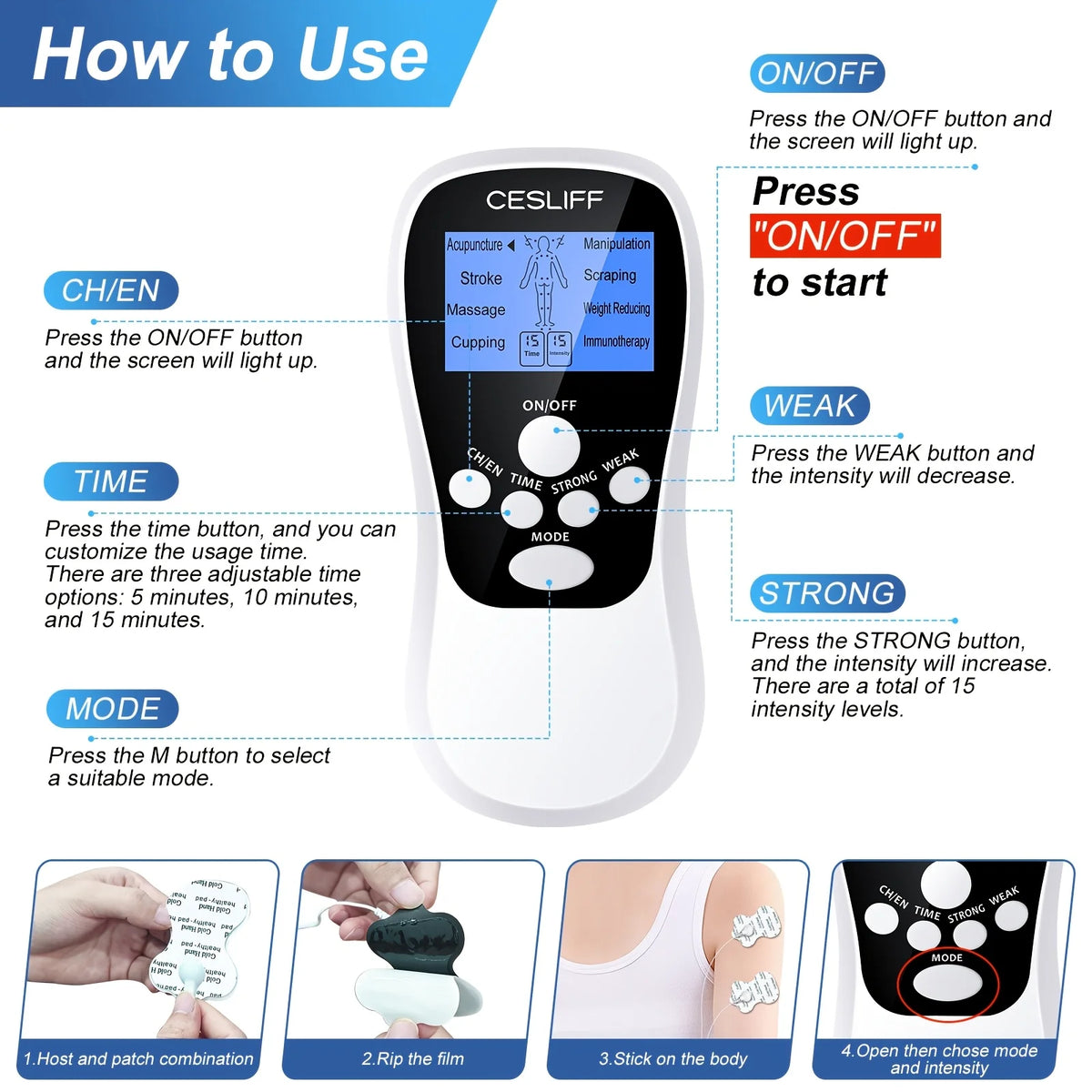 Digital TENS Unit with Accessories | Deep Muscle Stimulation for Back, Neck and Hip Relief | Nerve Pain, Tendonitis, Arthritis, Stiffness and Inflammation Management .