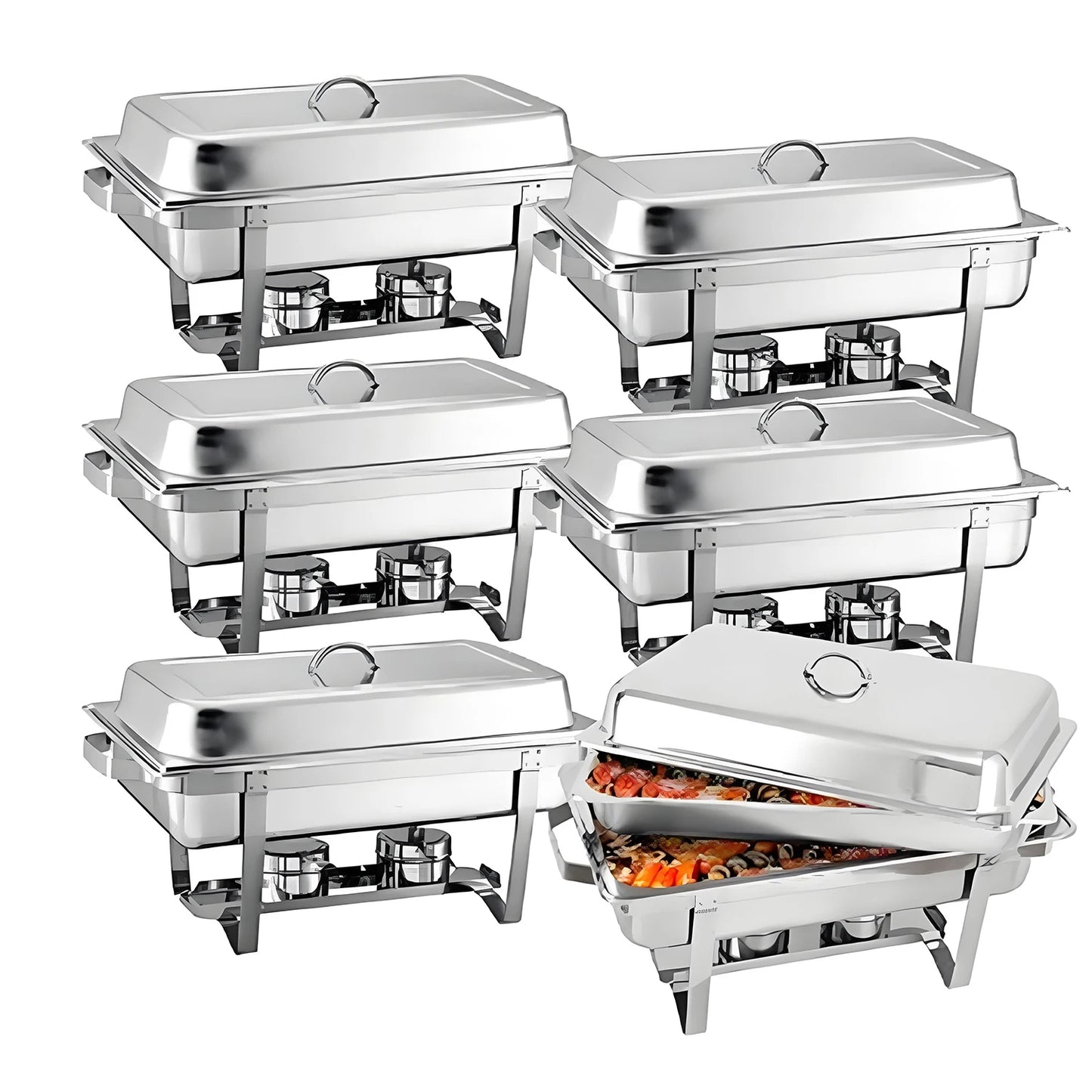 2/4/6 Pack 8QTChafing Dish Buffet Set Stainless Steel Food Warmer Kit with Lids Holders