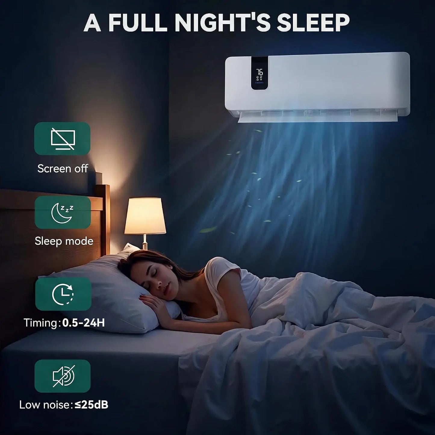 2 Zone 24000 BTU Mini Split AC/Heating System, 20 SEER2 12000 + 12000 BTU WiFi Enabled 115V Dual Zone Ductless Air Conditioner with 2 Outdoor Units,.