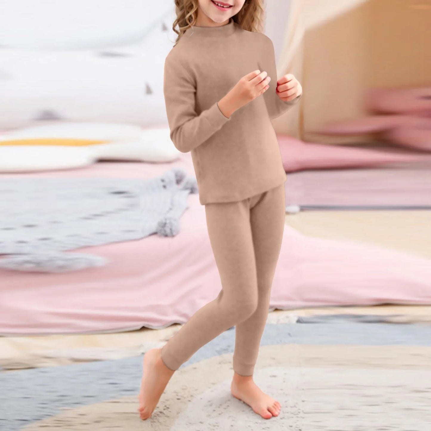 Unisex Solid Long Sleeve Warm Pullover Pajamas