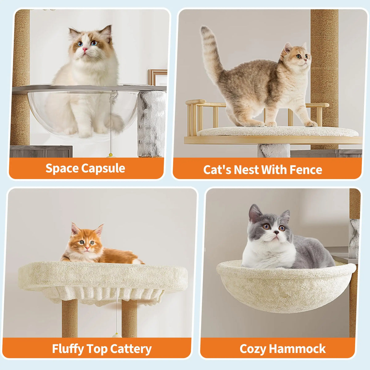 Multi-Level Cat Tree with Hidden Litter Box Enclosure Sisal Scratching Posts Condo & Hammock . Modern Litter Box Furniture