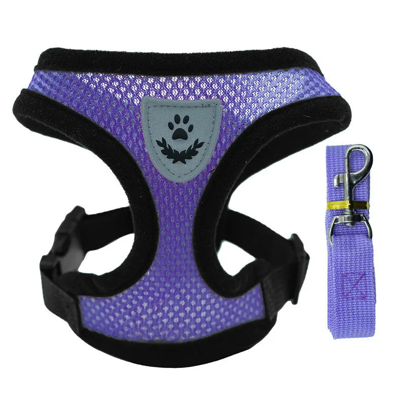 Hot summer small dog pet chest and back breathable dog chest and back suit cat outdoor traction rope .