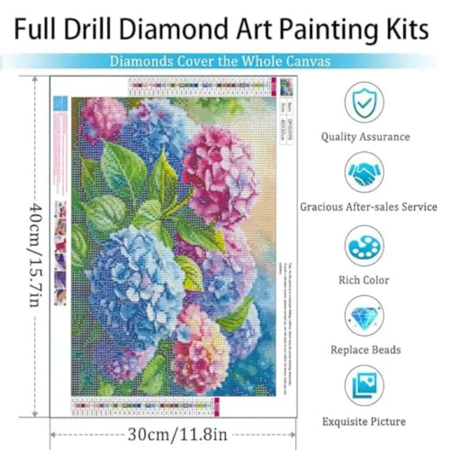 Diamond Painting Kits for Adults, Hydrangea Flowers 5D Diamond Art Kits for Beginner .