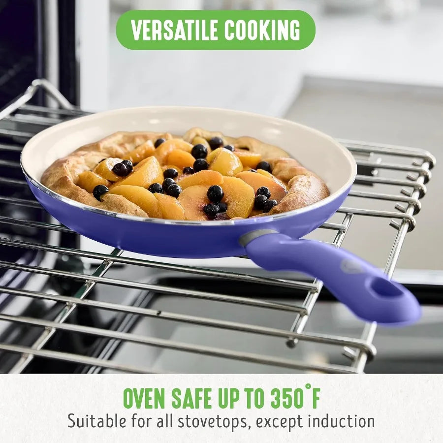 Soft Grip 16 Piece Healthy Ceramic Nonstick Cookware Set Pots and Pans Set. Dishwasher Safe
