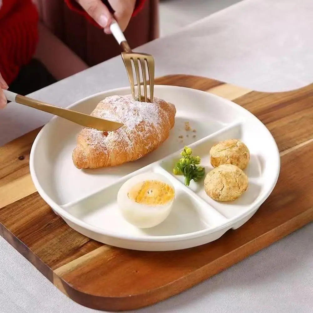 5-Piece Durable Divided Plates, Lightweight Reusable Dinnerware .White, 9 (Portion Control)