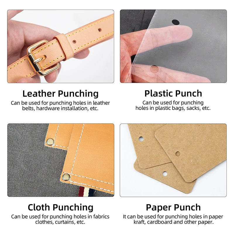 Plating Titanium Leather Hollow Punching Tool Set Round Hole Puncher.