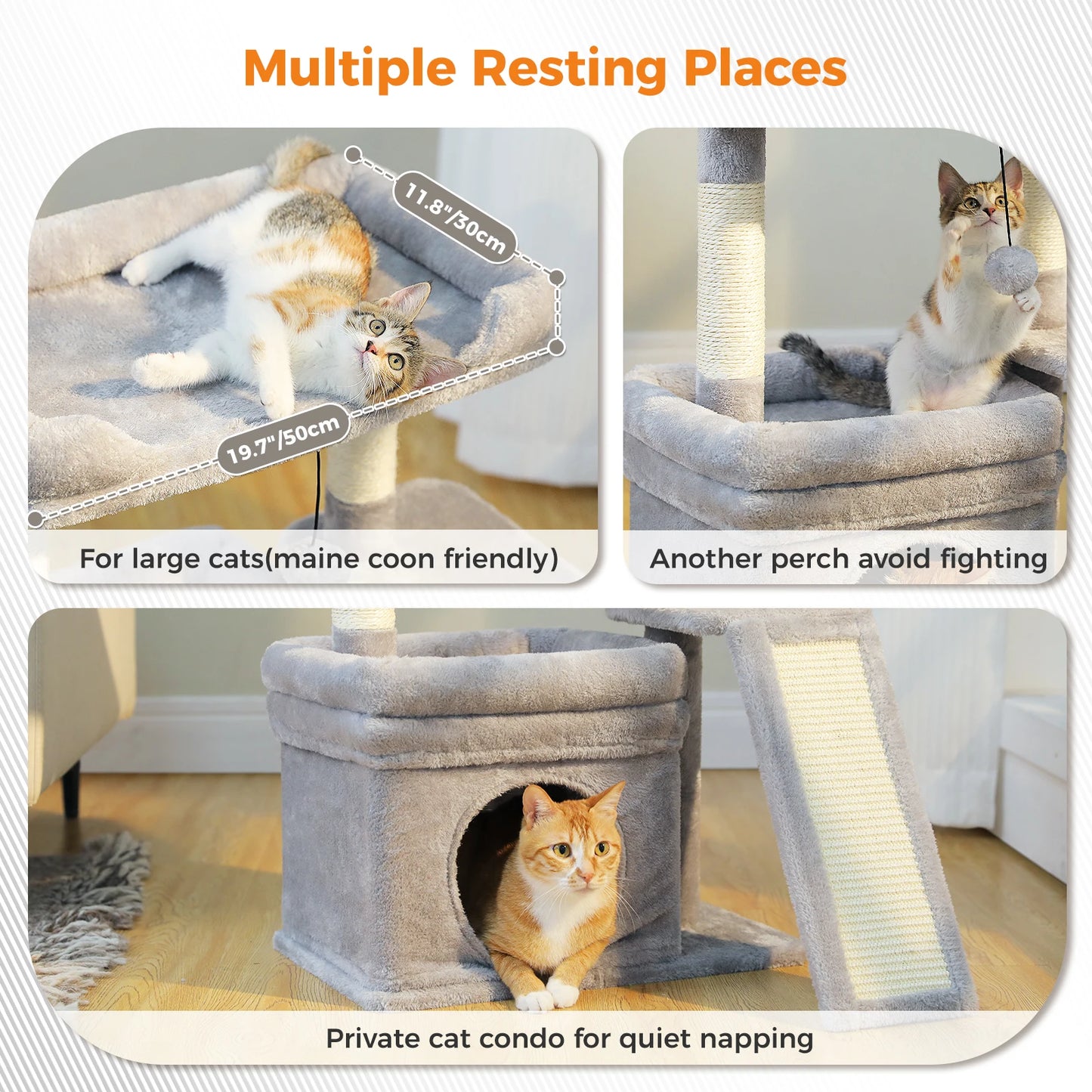 Small Cat Tree for Indoor Cat Tower with Sisal Scratching Post and Pad Wide Top Perch.