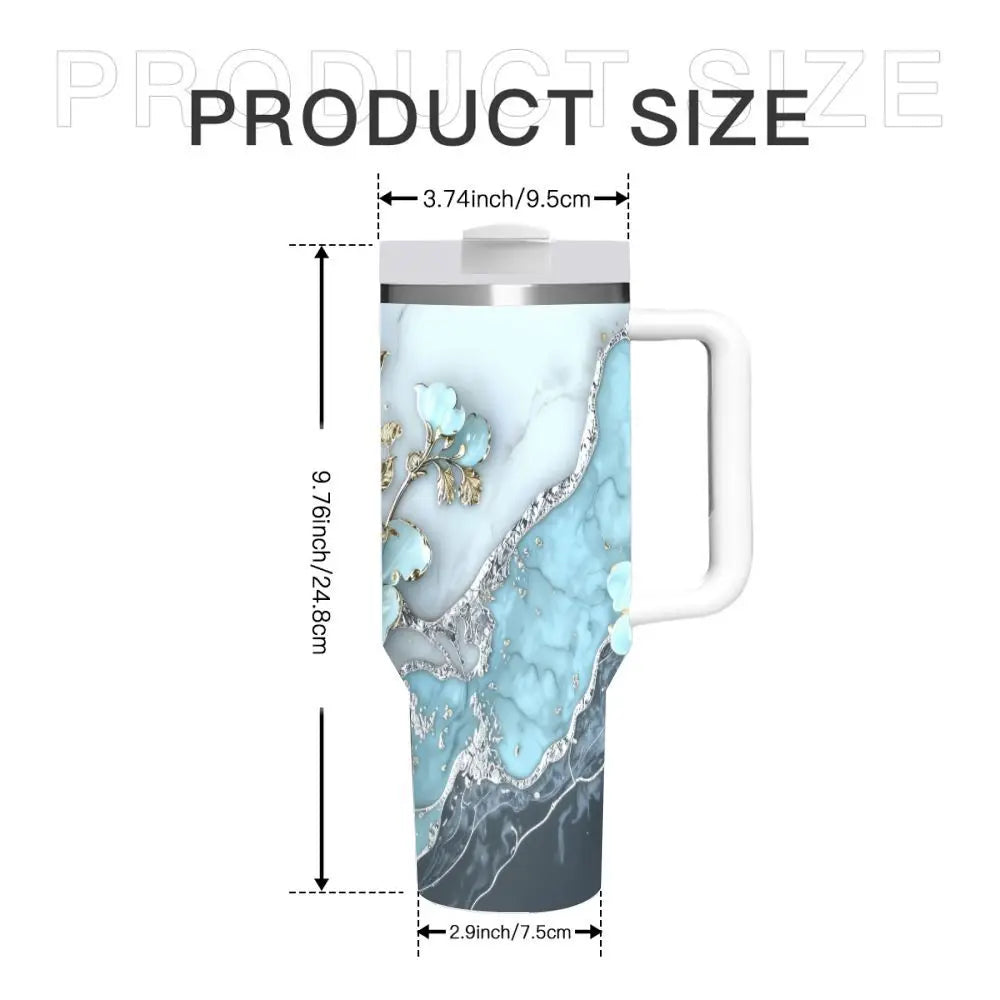 40oz Insulated Tumbler with Handle and Straw, . Double Wall Leakproof.  for Hot & Cold Drinks,.
