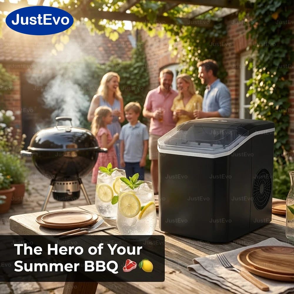 JustEvo Countertop Portable Ice Maker Machine with Auto-Clean 6-12 Mins Fast Ice 2 Bullet Ice Sizes .
