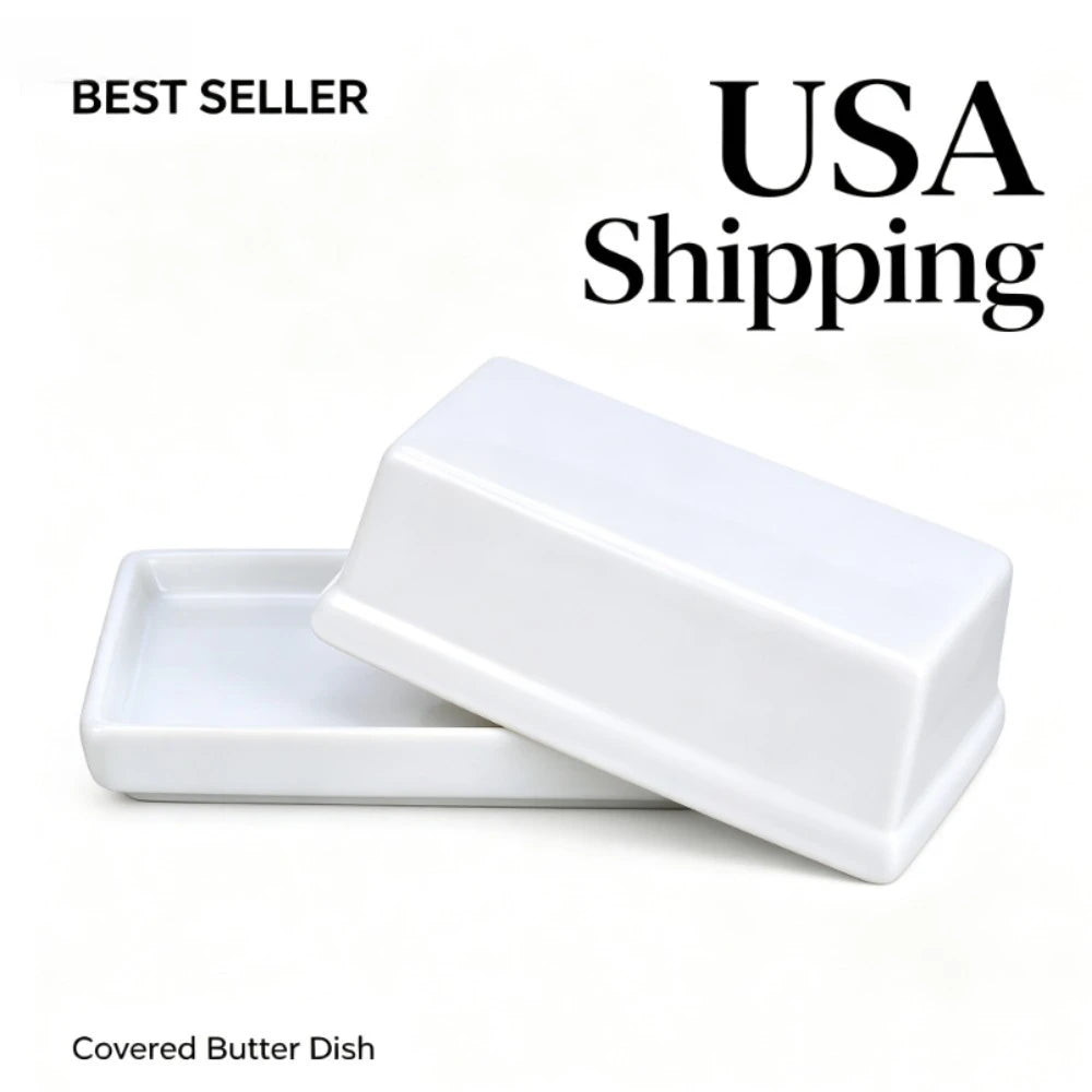 Mainstays Stoneware Butter Dish with Lid, . White