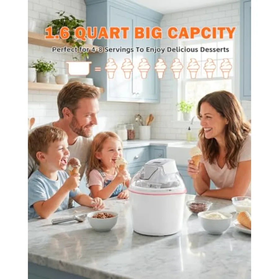 Ice Cream Maker, 1.6 Quarts Ice Cream, Gelato, Sorbet, Milkshakes, Frozen Yogurt .