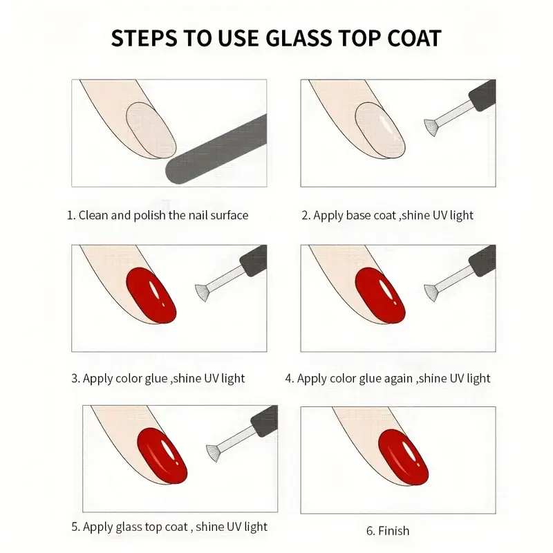 Professional Glass Top Coat Nail Gel for Perfect Manicure Finish