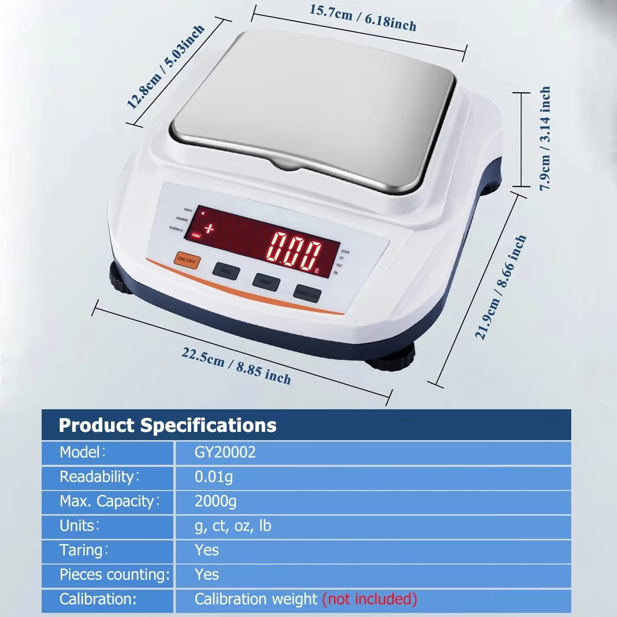 Lab Scale 5000g/0.01g High Precision Digital Scale Analytical Balance Electronic Scale.