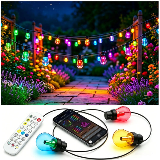 100 FT Multicolor Globe LED String Lights, IP65 Waterproof Shatterproof Sphere .