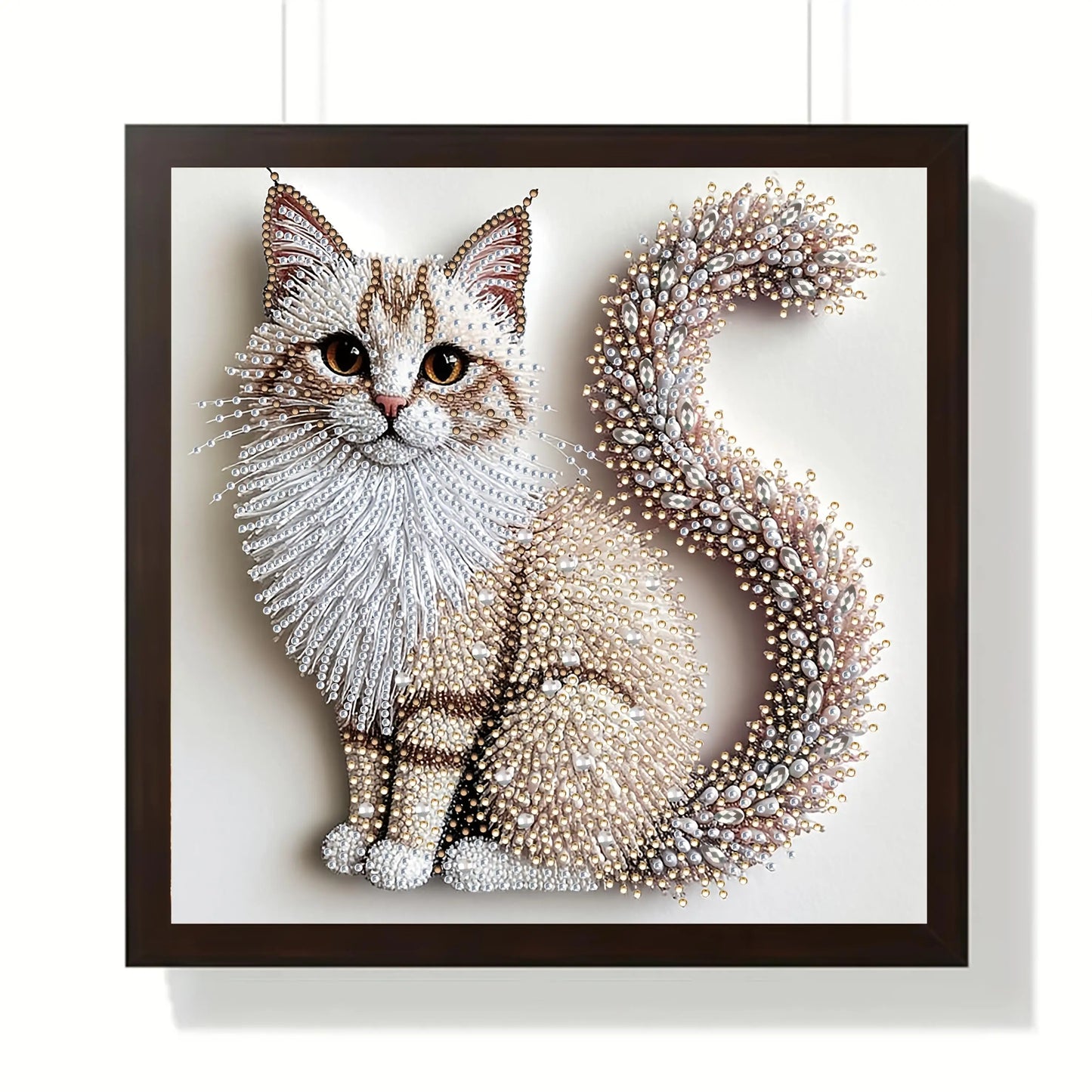 2D Flat Printing, Irregular Diamonds, Canvas Material, Acrylic Paint 5D Diamond Painting Kit | Fluffy Kitten .