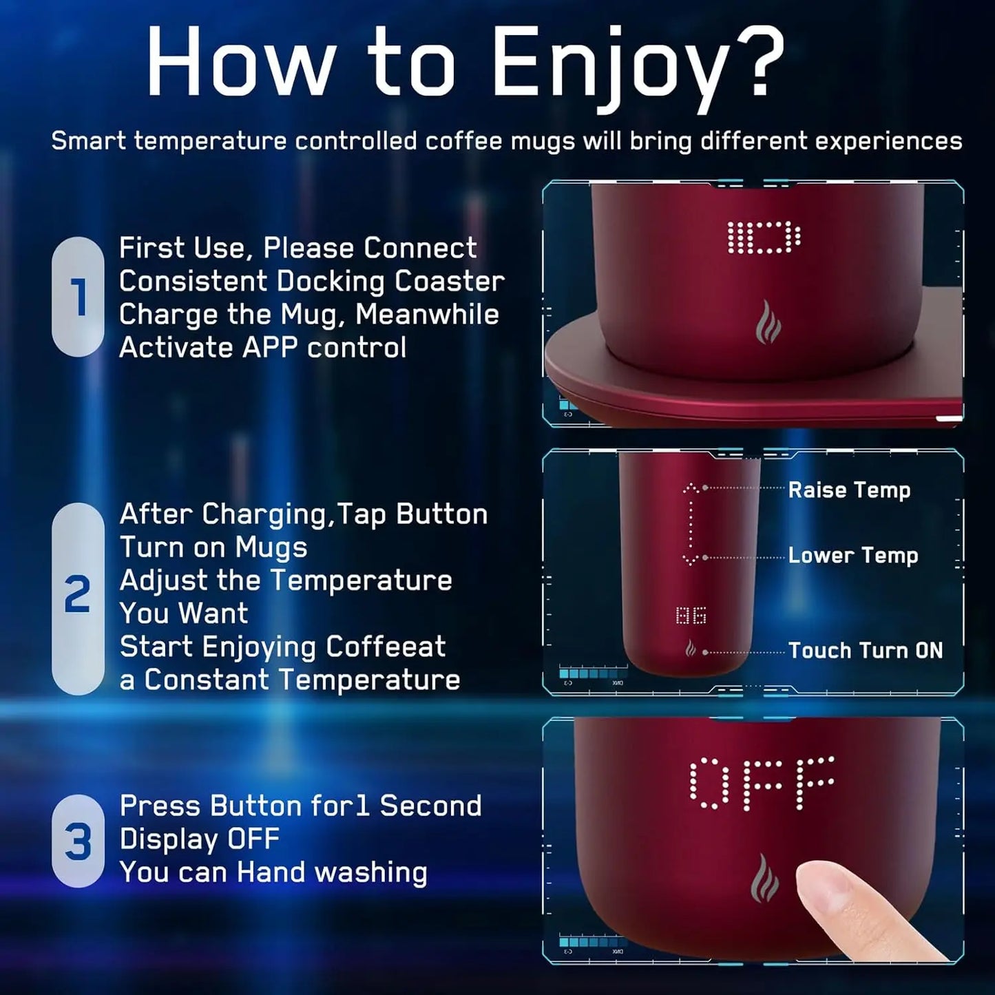 Temperature Control Heated Coffee Mug Smart Self Heating Travel Mug 12 Oz