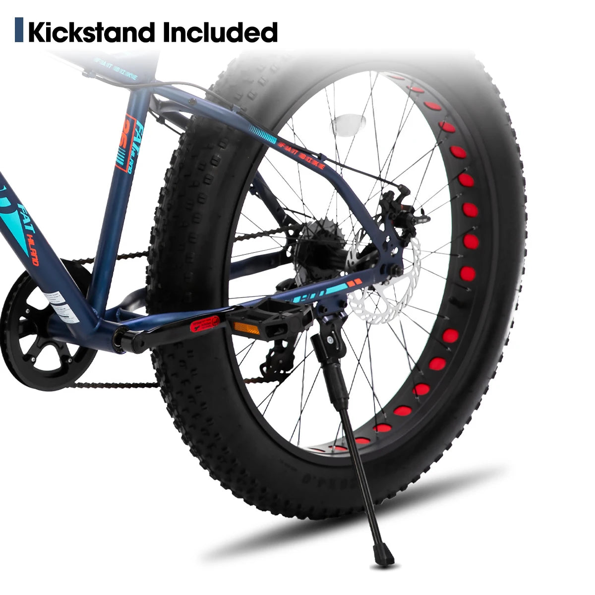 Hiland 20/24/26 Inch Kids Mountain Bike Fat Tire Dual-Disc Brake Shimano 7-Speed Beach Bicycle for Ages 5+ Years Old Boys And Girls