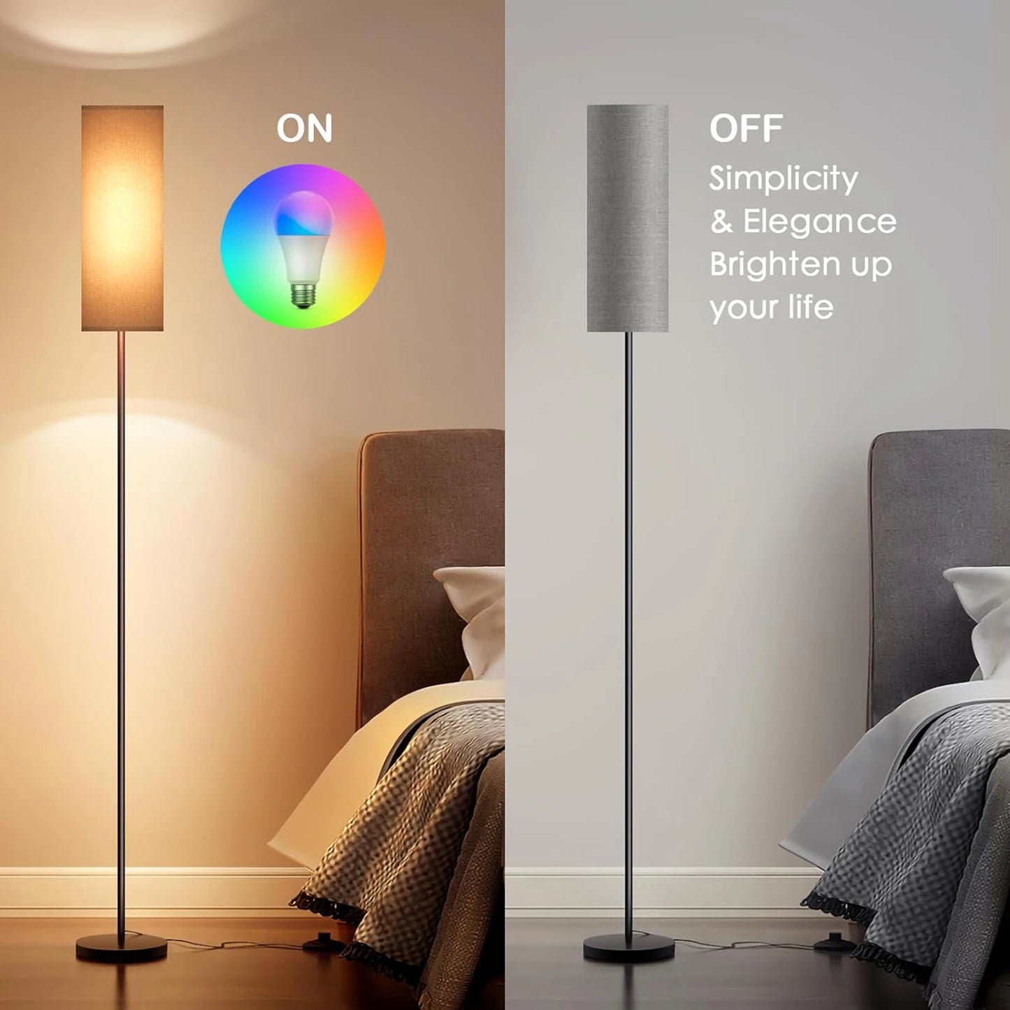 US Modern Floor Lamp Standing Tall Light Foot  for Bedroom Living Room Study Room  RGB Floor Lamp Study Room Floor Lamp