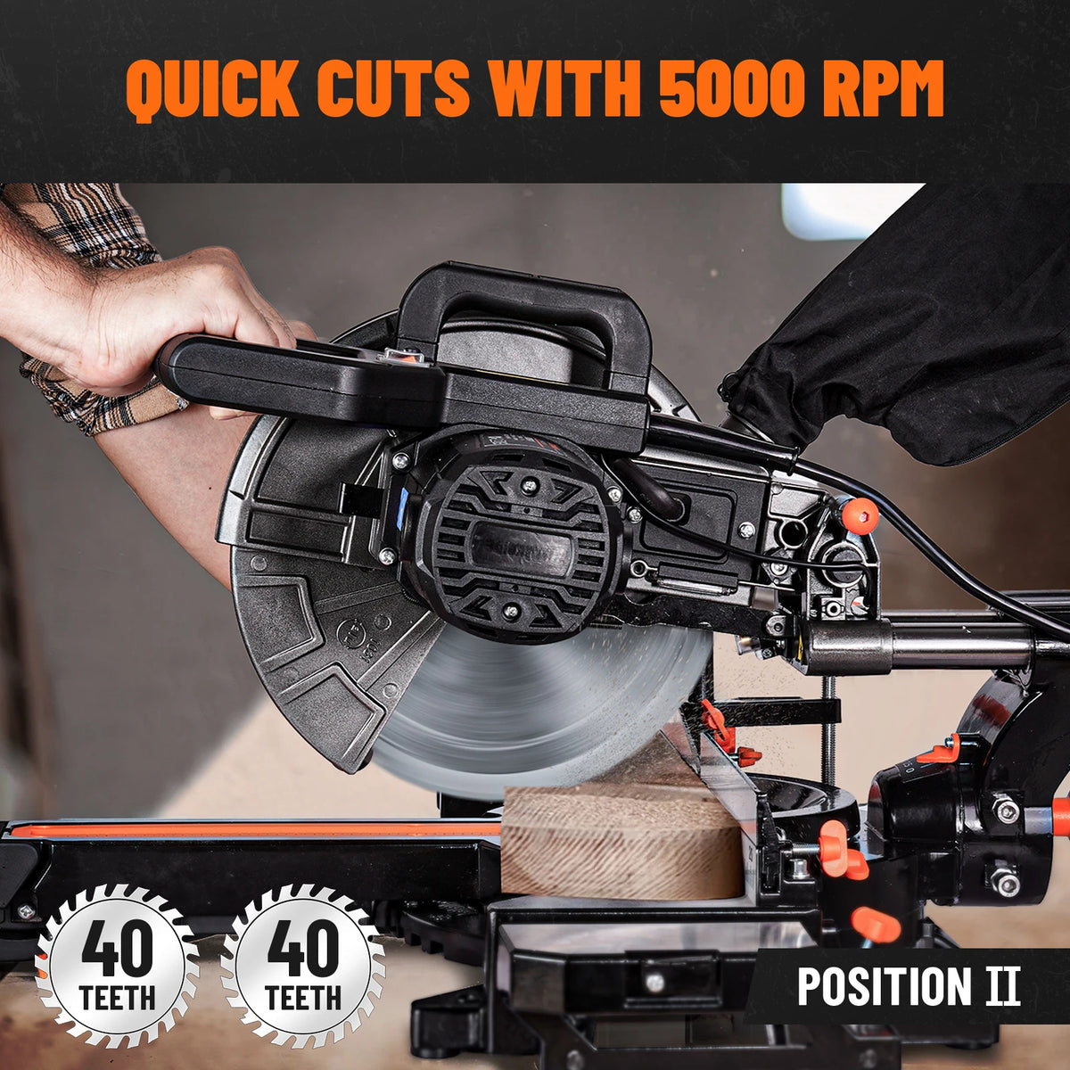 10" Sliding Miter Saw, Multi-Material Cutter with 3 TCT Blades, Dual Mode, 5000/3200RPM, Laser, 0-45° Bevel, 9 Stops