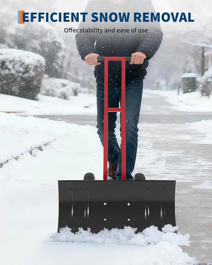 36cm  Wheeled Snow Shovel,Snow Pusher w/Adj Handle Carbon Steel Blade..