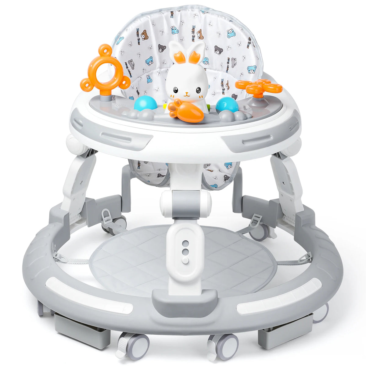 Safety-Enhanced 4-In-1 Grow-With-Me Baby Walker & Play Center - Adjustable 8 Heights, Anti-Tip Base,.
