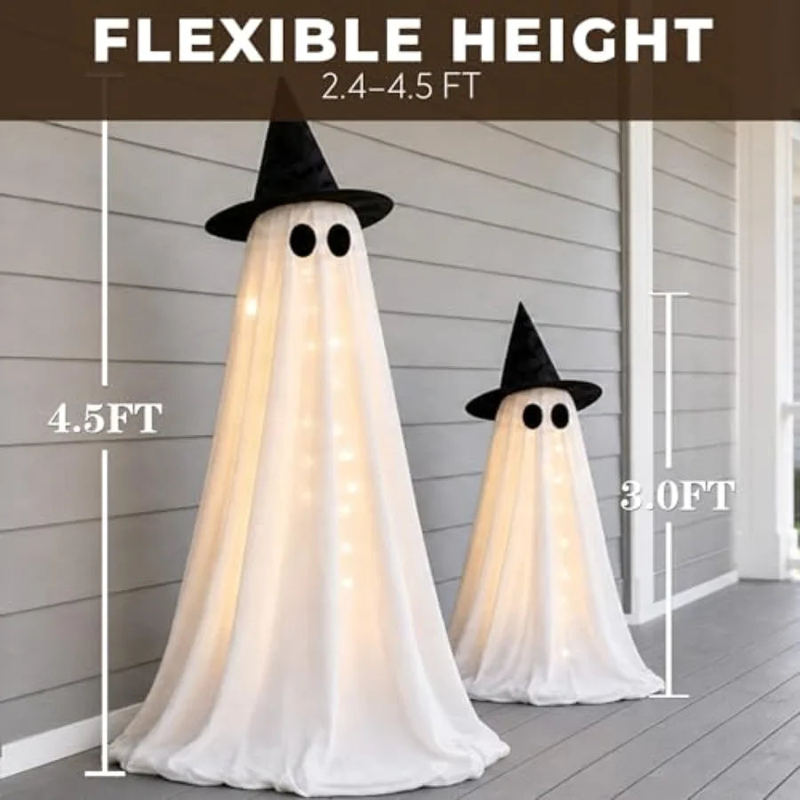 Halloween Decorations Indoor - 2 Pack Light Up Ghosts Easy to Assemble Adjustable Height Spooky .