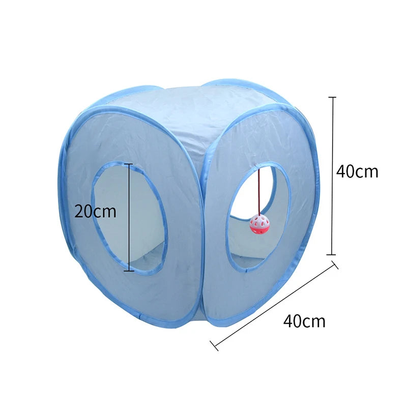 Cat Toys Gray 3-Way Foldable Pet Cat Tunnel Tube Toy