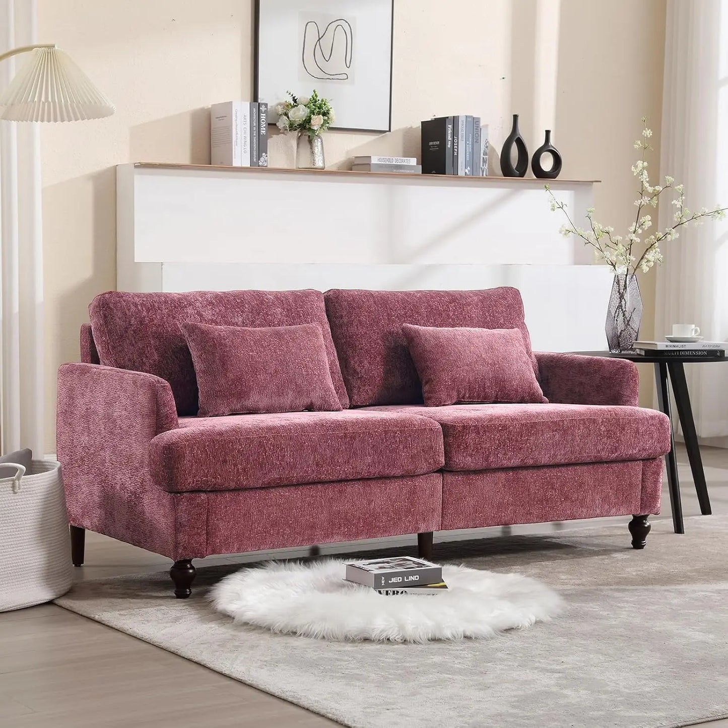 70 inch Loveseat Sofa, Mid-Century Modern Love Seat Couch with Wood Legs, Upholstered Comfy Sofa.
