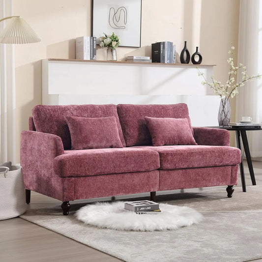 70 inch Loveseat Sofa, Mid-Century Modern Love Seat Couch with Wood Legs, Upholstered Comfy Sofa.