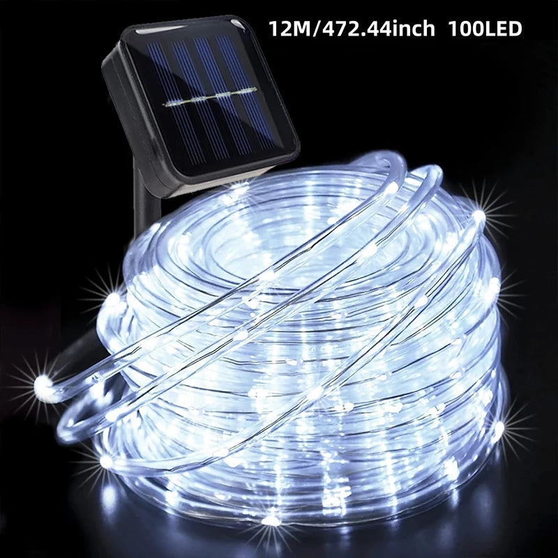 1pc Solar LED Tube Light 100LED Tube Rope String Light 8 Modes with Outdoor PVC Tube Light Solar Fence Light .