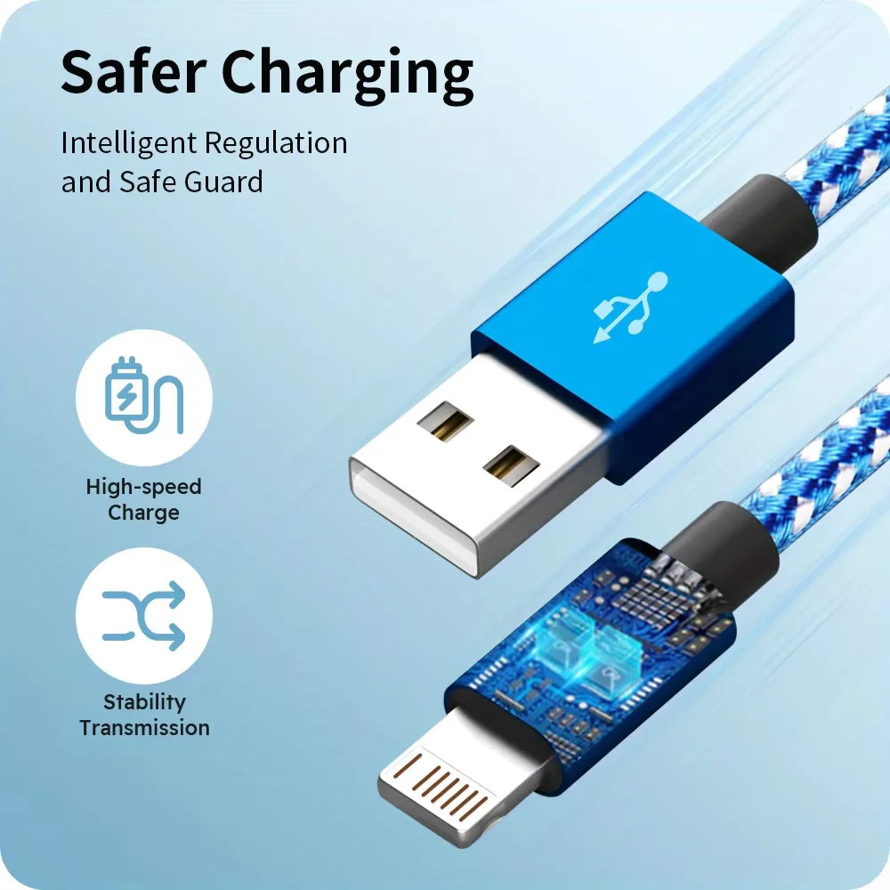 3PCS (1M 2M 3M) MFi Certified Charging Cable USB Cable Nylon Braided Fast Charging Cord Compatible For iphone
