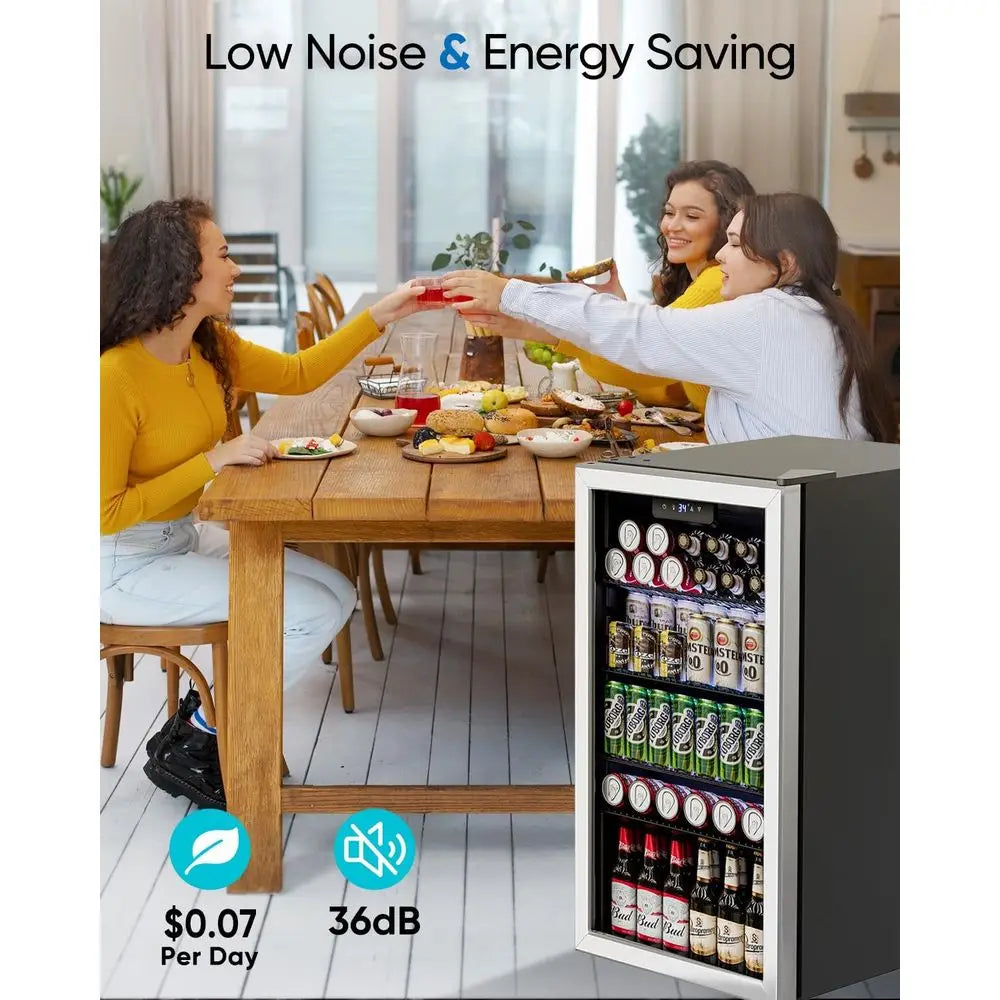 Compact 126-Can Glass Door Beverage Cooler,