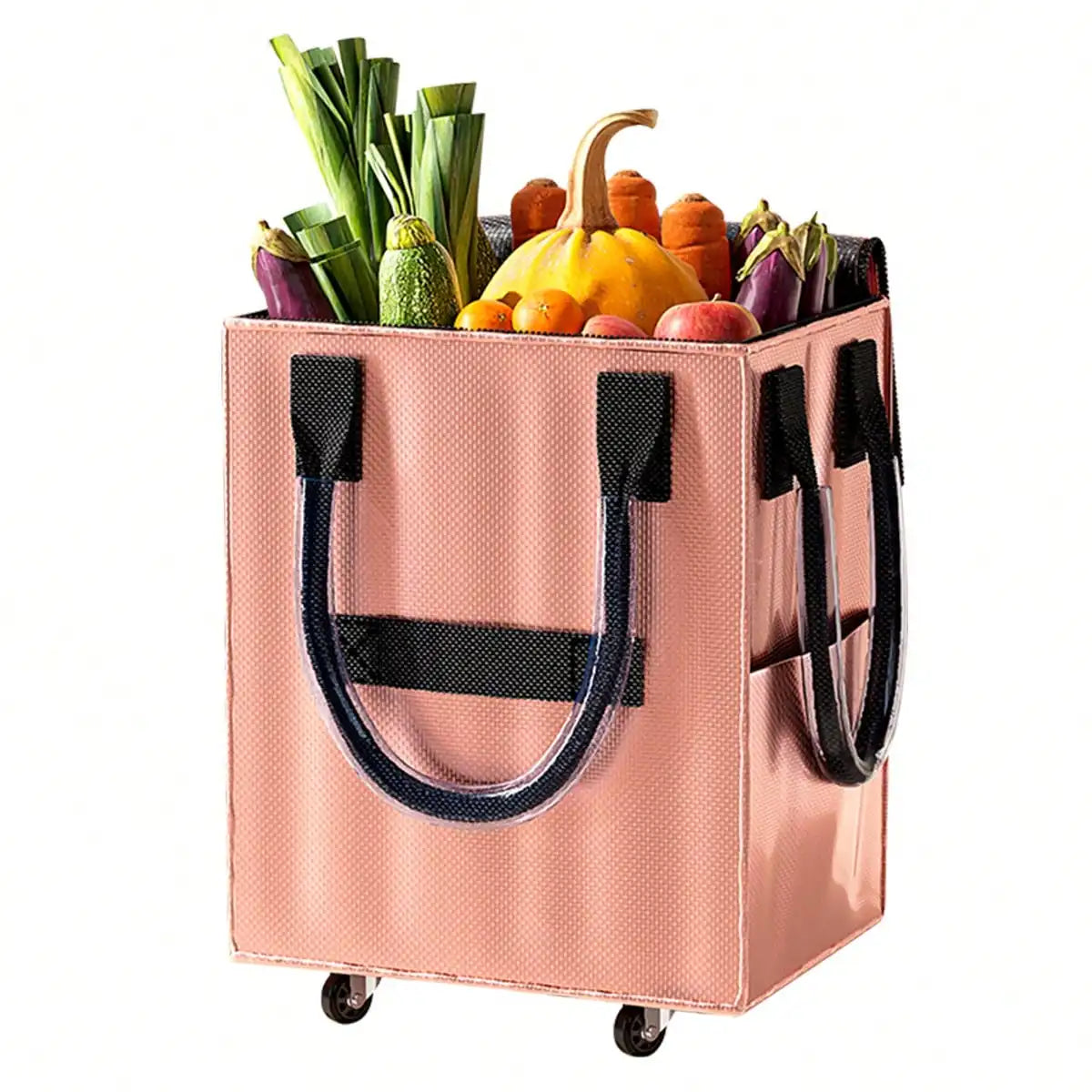 Rolling Grocery Shopping Tote - Portable Large Capacity Wheel Bag .