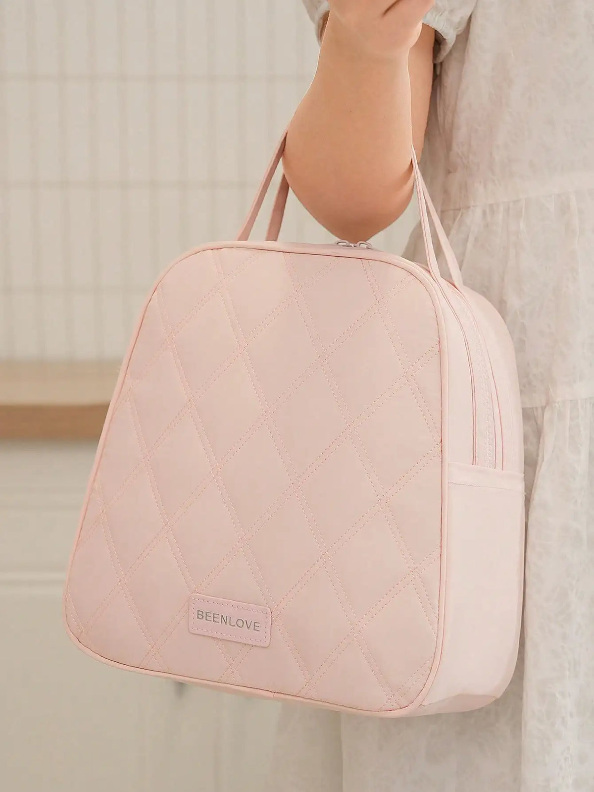 1pc Large Capacity Quilted Insulated Lunch Bag. Waterproof Leak-Proof Lunch Box Storage Bag, .