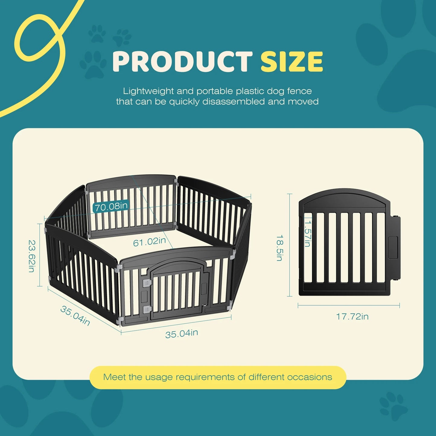 Plastic Dog Playpen 6 Panel 24IN Expandable Durable Pet Fence for Medium Dogs