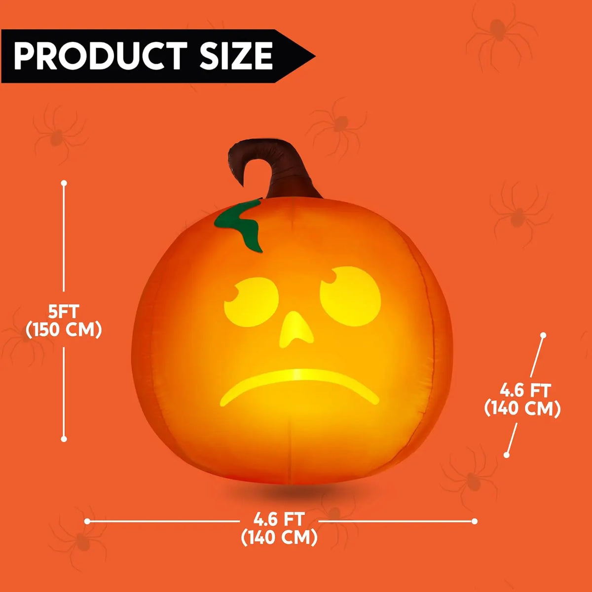 5 Ft Tall Pumpkin with Projector Face and Music Halloween Inflatable Pumpkin Outdoor Decoration Blow Up Yard Decorations with LEDs.