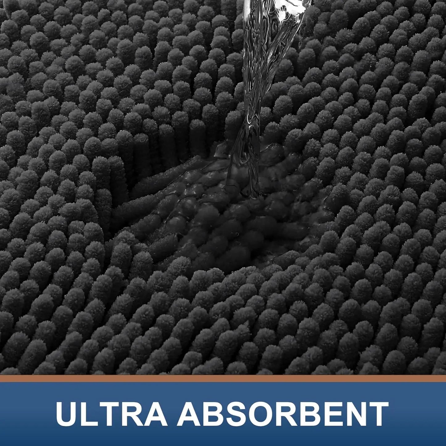 Luxury Chenille Bathroom Rugs 30x20, Extra Soft Absorbent Shaggy Bath Mat,. Black