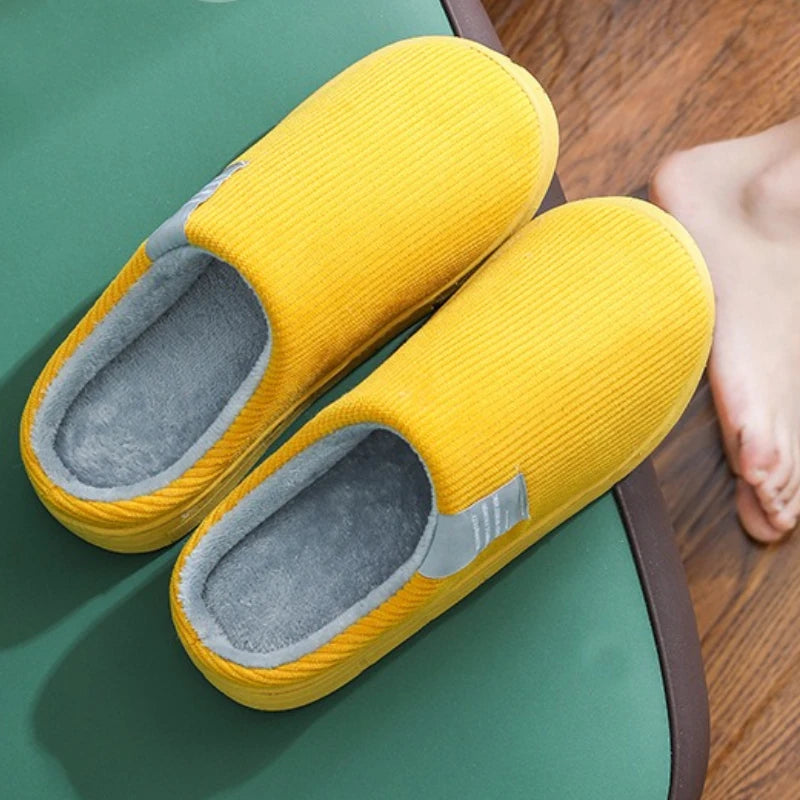Cotton Slippers Women's Home Autumn and Winter Home Indoor Warm Couple Plush .