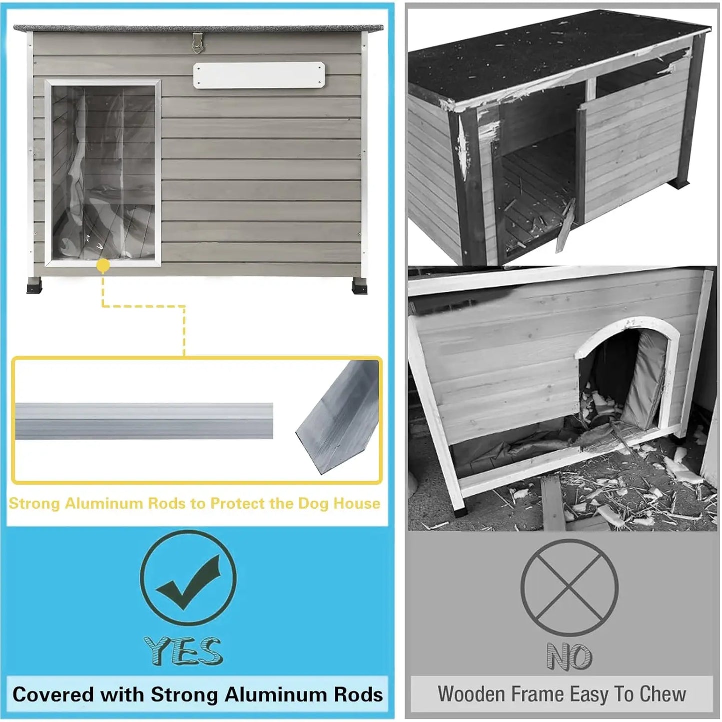 Dog House Outdoor & Indoor Wooden Dog Kennel for Medium to Large Dogs,43.6" L .