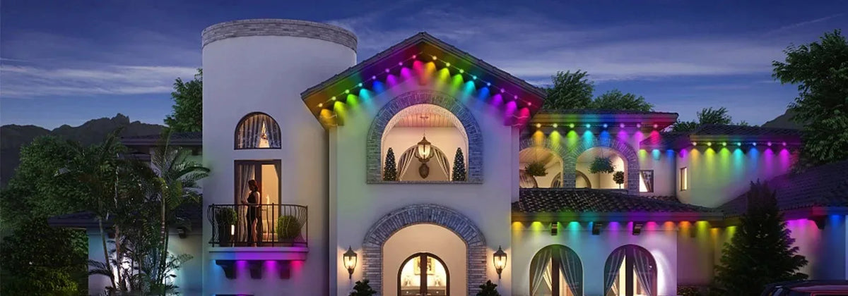 300ft Smart Eave Lights 180LEDS Permanent Outdoor Lights LED String Lights App Remote Waterproof .