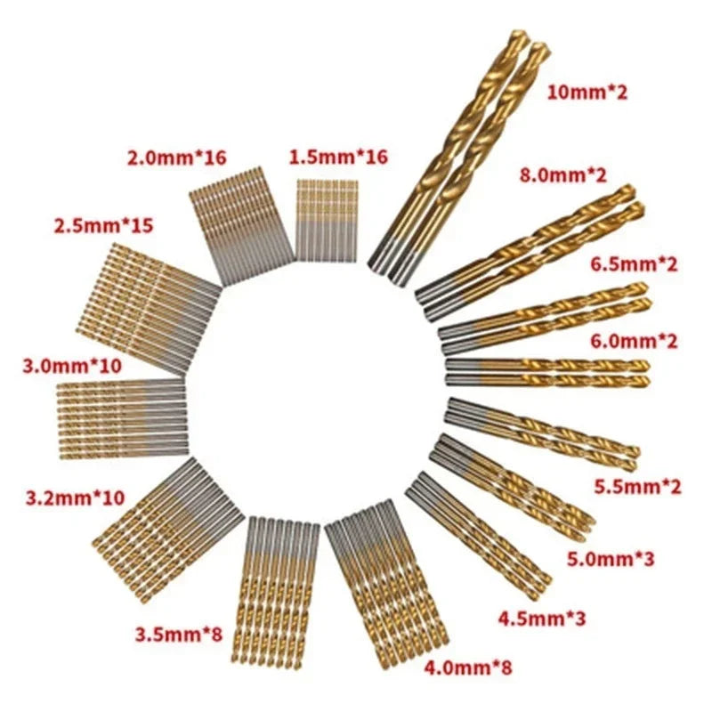 99Pcs HSS High Speed Steel Metric Drill Bit Sets .