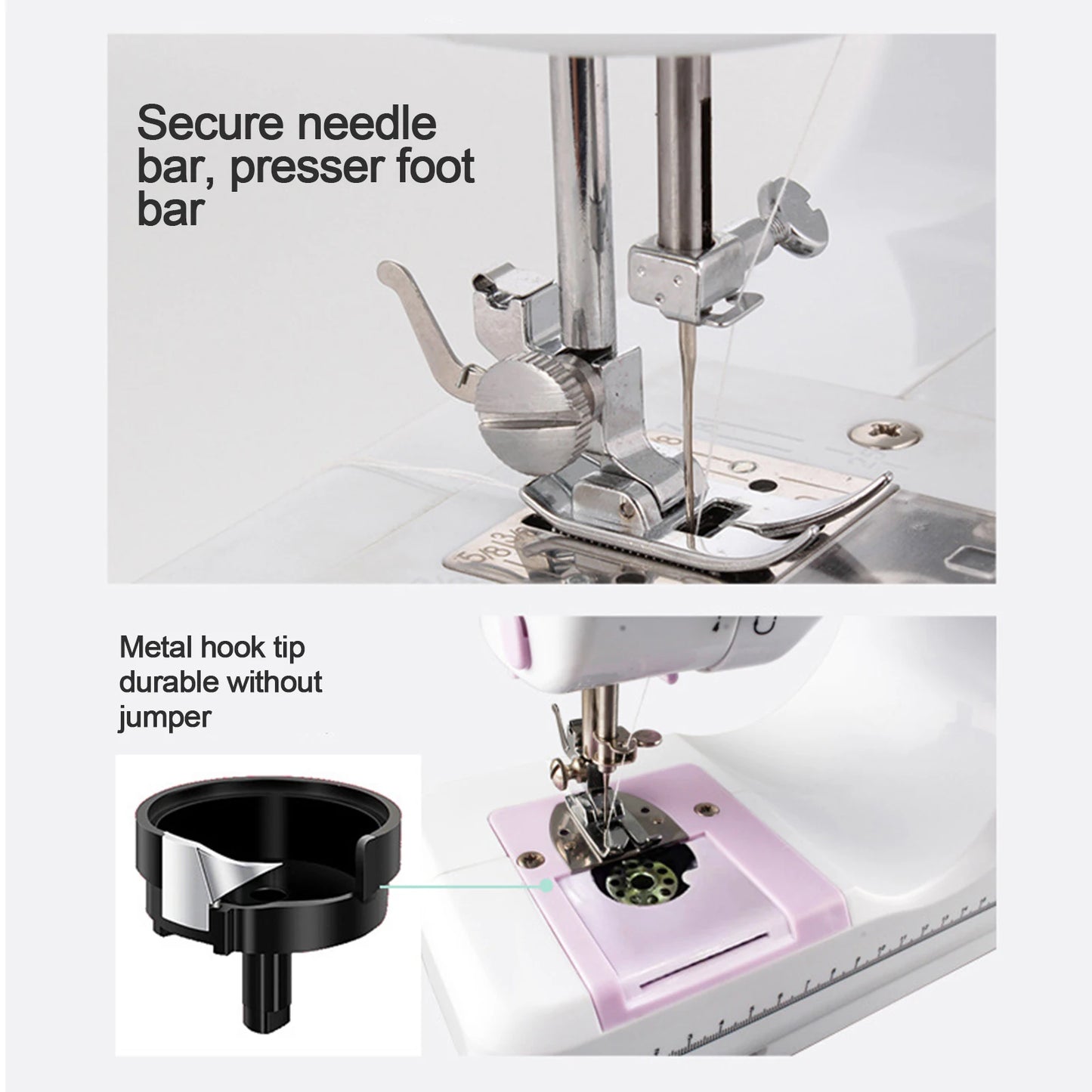 12 Stitches Electric Sewing Machine Mini Household Double Thread Sewing Machine Horizontal rotary shuttle structure design
