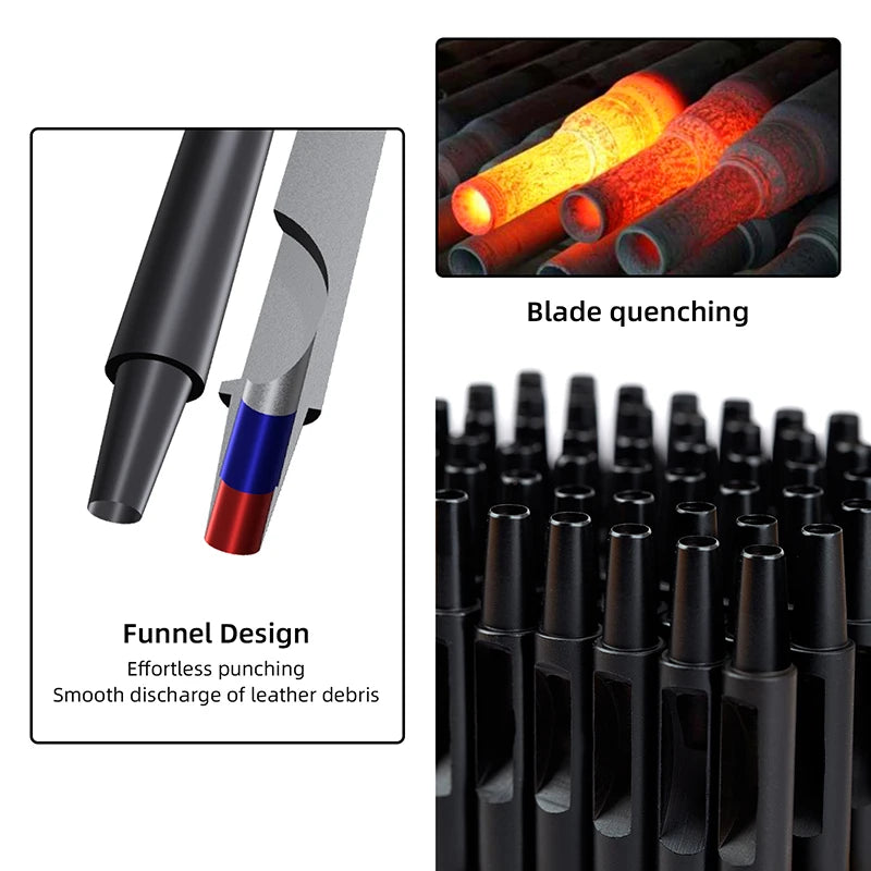 Plating Titanium Leather Hollow Punching Tool Set Round Hole Puncher.
