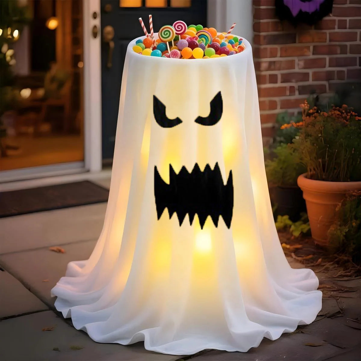 Large-Capacity Lighted Halloween Ghost Candy Bowl