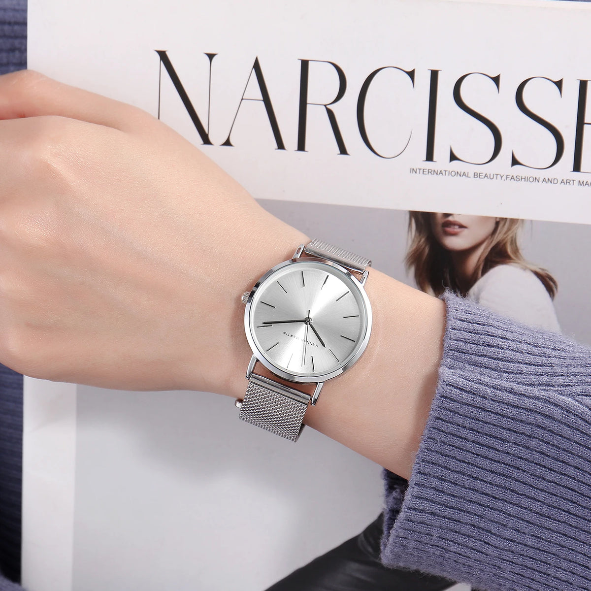 . Top Brand Hot Selling Quartz Watch Women Simple Elegant Steel. 36mm .Clock Banquet Matching & Work Leisure .