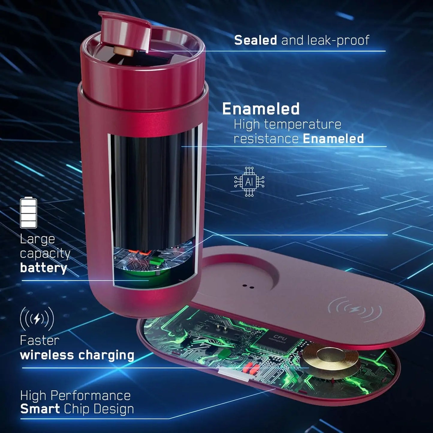 Temperature Control Heated Coffee Mug Smart Self Heating Travel Mug 12 Oz