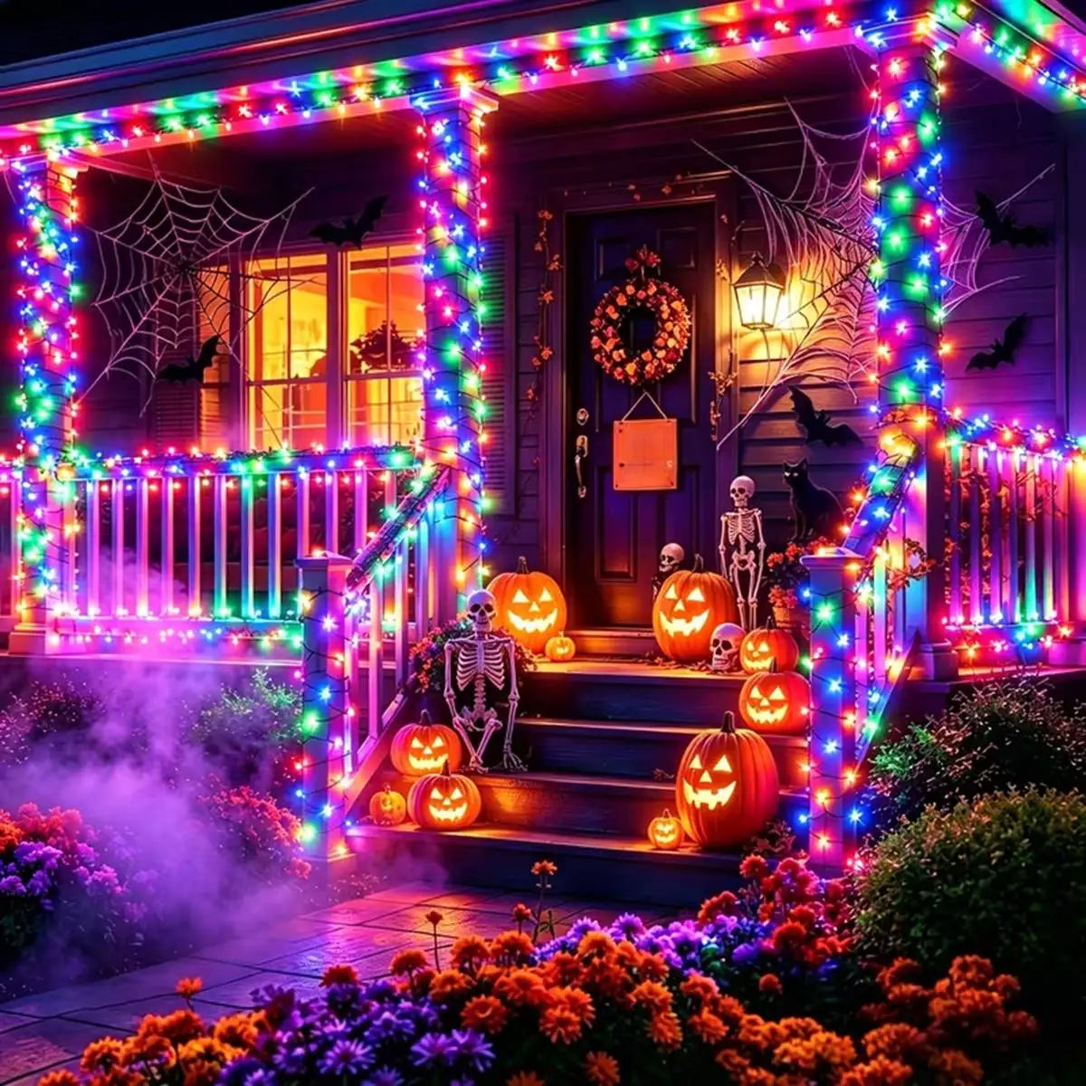 2Pcs/Set Halloween Solar Fairy String Lights Copper Wire LED Outdoor Lights With 8 Modes Outdoor.