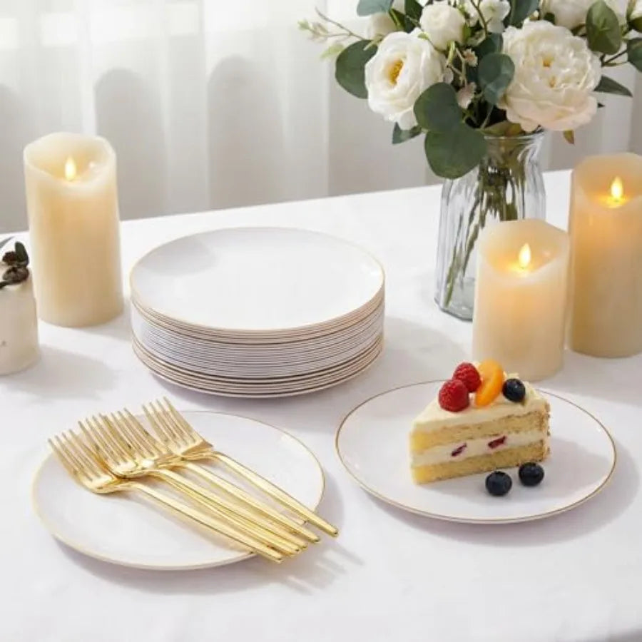 200Pcs Plastic Dessert Plates Appetizer Plates with Disposable Forks.
