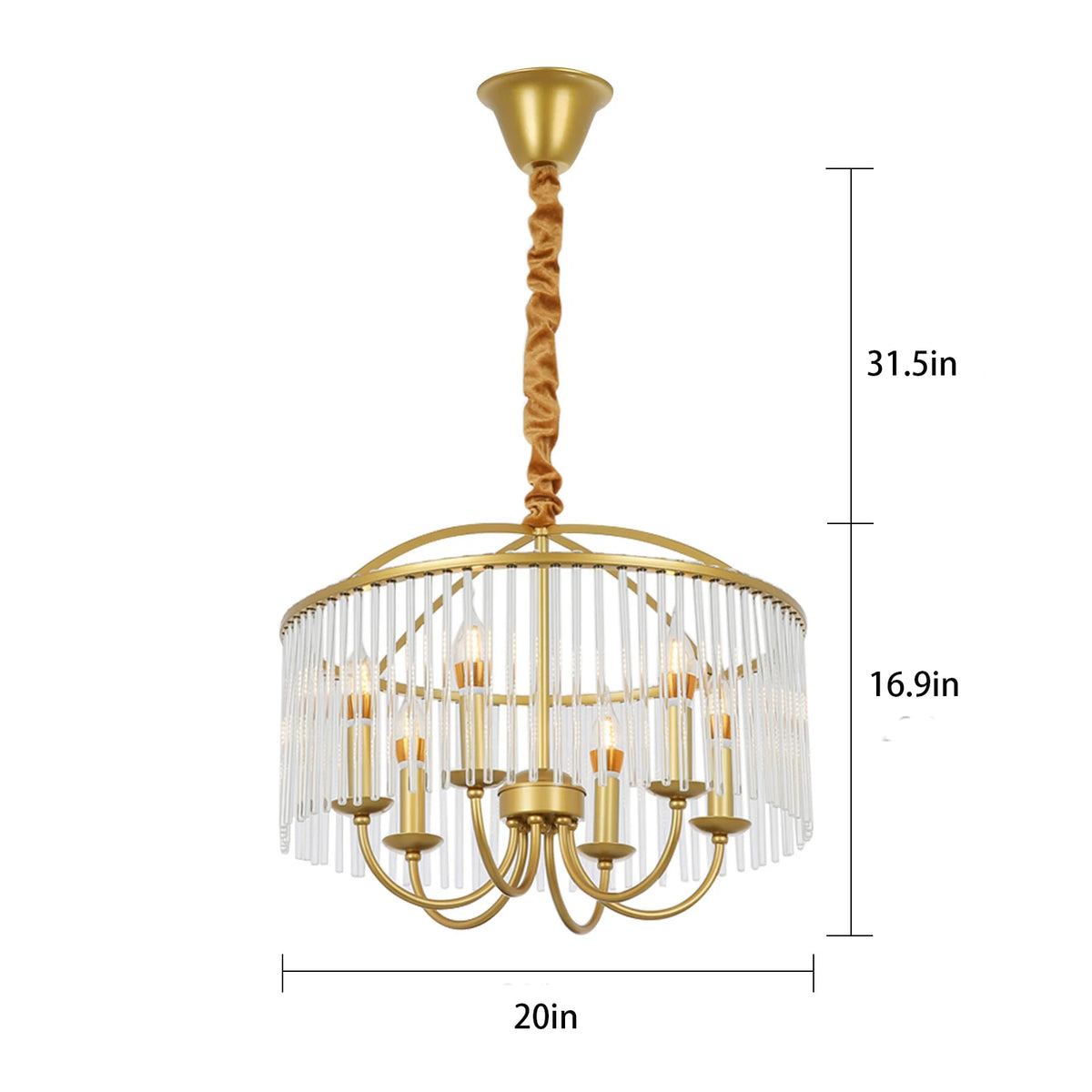 6-Light Crystal Ceiling Mounted Chandelier Ceiling Light Fixture